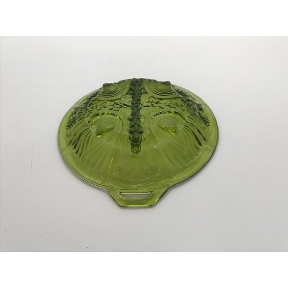 Vtg MCM Indiana Glass Avacado Green "Killarney" Divided Trinket/Nut Dish/Ashtray - Picture 2 of 5